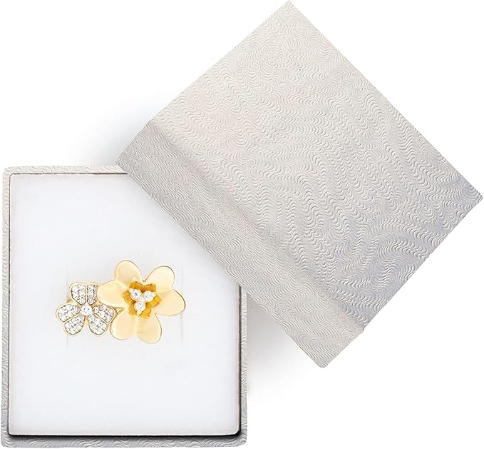 Jewelry Ring Gift Box 50 Pieces, Cardboard Gift Boxes with Flocked Foam Ring Slot, Small Jewelry Boxes for Women, Earrings Packing Box for Christmas, Stores, 2 x 1.75 x 1.12 inch (White Swirl)