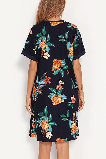YOZLY House Dress for Women Short Sleeve House Coats Dusters Robe Moomoo nightgowns with Pockets