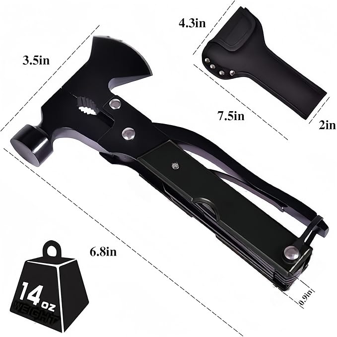 14-in-1 Multifunction Hatchet - Survival Camping Multi Tool with Hammer, Axe, Saw, and Bottle Opener, Compact Utility Tool for Outdoor Adventures