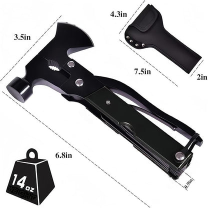 14-in-1 Multifunction Hatchet - Survival Camping Multi Tool with Hammer, Axe, Saw, and Bottle Opener, Compact Utility Tool for Outdoor Adventures