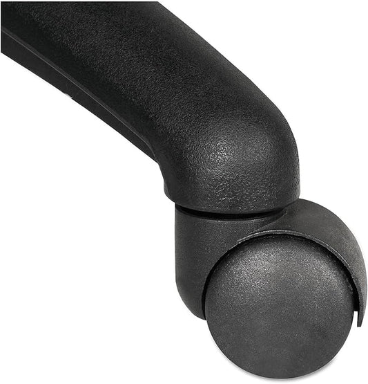 Alera Dual Wheel Hooded Casters, Grip Ring Type B Stem, 1.5" Hard Nylon Wheel, Matte Black, 5/Set