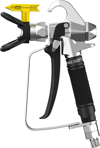 InoKraft Airless Paint Spray Gun High Pressure 3600 PSI with 515 Reversible Nozzle Tip for Exterior PaintPrimer, with Swivel Joint for Airless Paint Sprayers M1  M3, Paint Sprayer Accessories