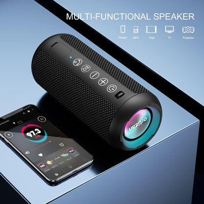 Ortizan speaker delivers 24W of rich, distortion-free sound with deep bass and colorful LED light show for amazing party atmosphere.