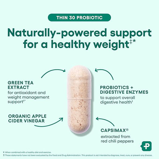 Physician's CHOICE Probiotics for Weight Management  Bloating - 6 Probiotic Strains - Prebiotics - Key ingredient Cayenne - Supports Gut Health - Weight Management for Women  Men - Green Tea - 30 CT