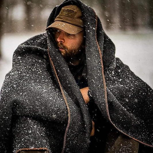 Arcturus Military Wool Blanket - Warm, Thick, Washable - Great for Outdoors, Camping, Stadium Blanket, Picnics, Travel - Car  Bushcraft Survival Kits, Large 64in x 88in 4.5 lb