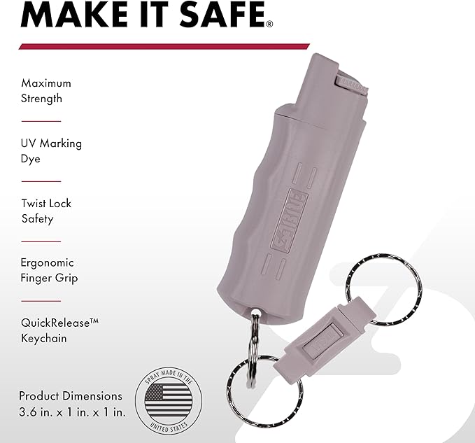 SABRE Pepper Spray, Quick Release Keychain for Easy Carry and Fast Access, Finger Grip for More Accurate and Faster Aim, Maximum Police Strength OC Spray, 0.54 fl oz, Secure and Easy to Use Safety