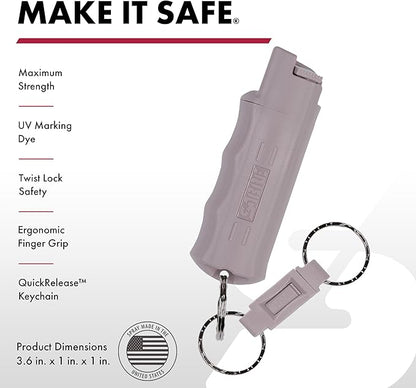 SABRE Pepper Spray, Quick Release Keychain for Easy Carry and Fast Access, Finger Grip for More Accurate and Faster Aim, Maximum Police Strength OC Spray, 0.54 fl oz, Secure and Easy to Use Safety