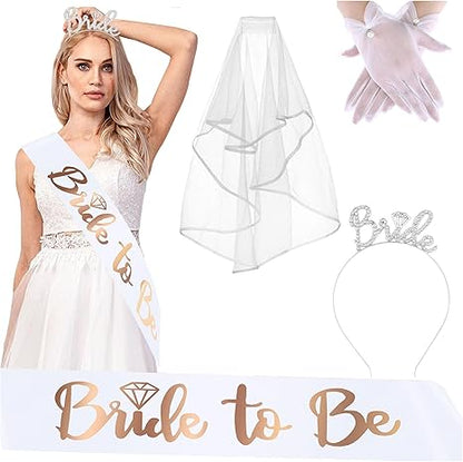 White Short Wedding Veil Pearl Rhinestone Bride Veils Bridal Veils Bachelorette Party Veil for Brides and Women
