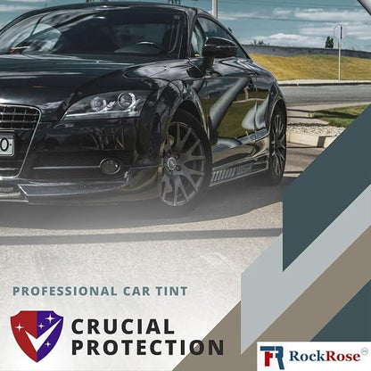 RockRose 20% Car Window Tint 24 in x 10FT 1PLY Carbon Charcoal Privacy Film Heat, UV, and IRR Block Tint for Cars or Home Adhesive Film Easy Shrink, Plotter Friendly Pro Grade