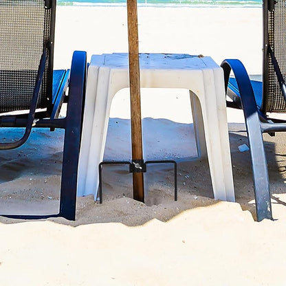 Flag Pole Ground Stake Beach Umbrella Anchor Iron Craft Base Outdoor Garden Stand