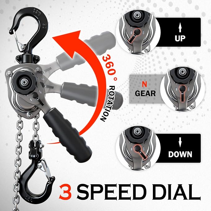 YATOINTO 1/2 Ton 1100lbs Chrome Mini Lever Block 3M 10Ft Come Along Manual Chain Hoist Steel G80 Puller Hoist with Hook for Building