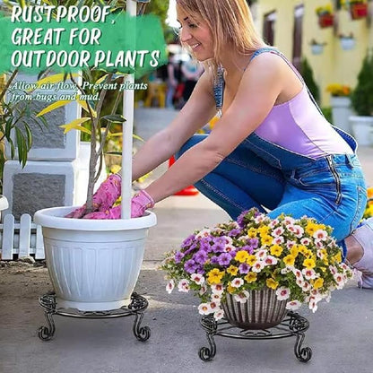 Metal Plant Stand Indoor/Outdoor, Low Corner Plant Stand, Decoration Small Plant Holders for Home, Anti-Rust Iron Heavy Duty Plant Holders, Flower Pot Rack Display Shelf, Black (3 Pack)