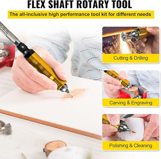 VEVOR Flex Shaft Grinder 780W Rotary Tool 500-23000RPM Rotary Carver with 14" 3-Jaw Chuck  Stepless Speed Foot Pedal Hanging Grinding Machine 131PCS Accessories for Jewelry Polishing Grinding DIY