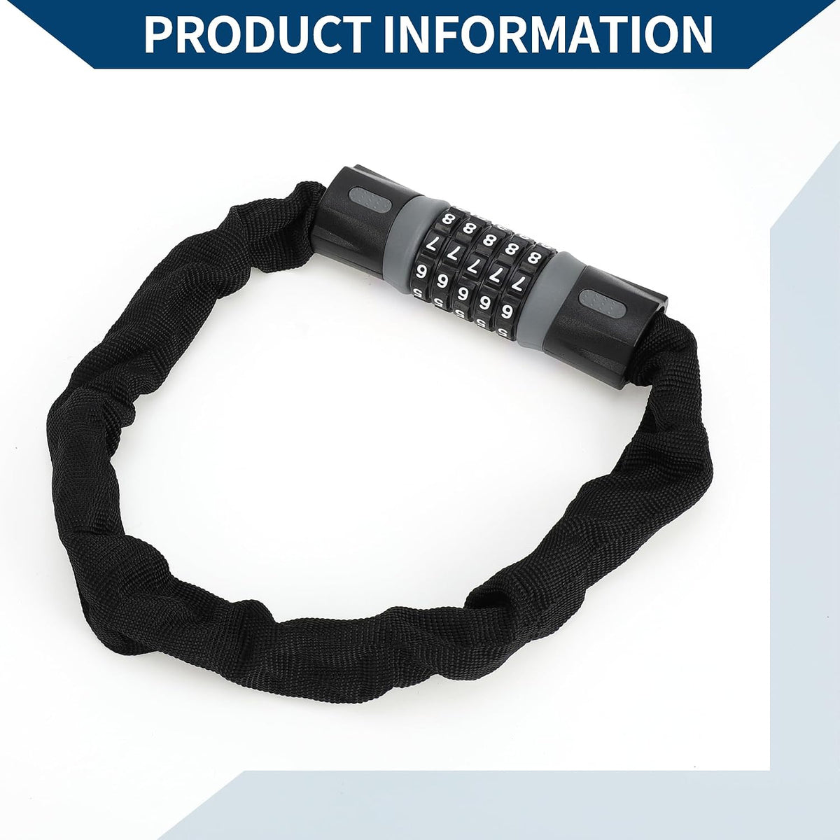 Bicycle Lock/Security Chain Combination Lock Padlock for Mountain Bike Road Bike/Resettable 5 Digit Bike Lock Carbon Steel 60cm / 1 Pc Black Gray/blue