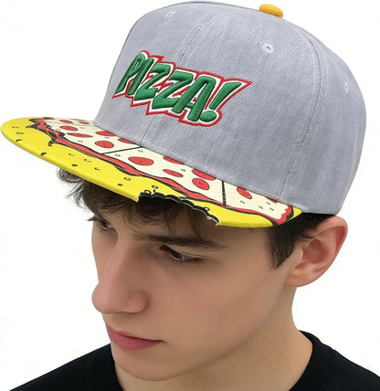 Unisex Hip Hop Pizza Hat Street Biker Sun Hat Embroidered Baseball Cap