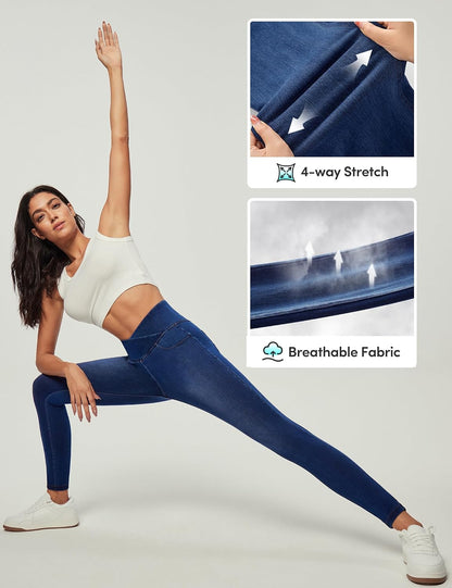 IUGA Stretchy Skinny Jeans for Women High Waist Pull on Jeggings Sweatpant Jeans Tummy Control Jean Leggings with Pockets.