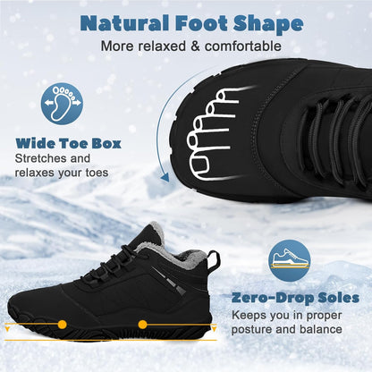 Hike Winter Footwear Barefoot Boots Mens Womens, Waterproof Winter Snow Boots, Warm Ankle Booties, Wide Toe Barefoot Hiking Boots, Non-Slip Zero Drop Sole Hike Shoes for Hiking Walking Outdoor