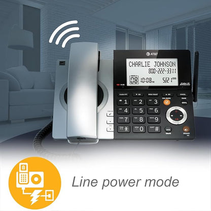 AT&T CL84107 DECT 6.0 Expandable Corded/Cordless Phone with Smart Call Blocker, Black/Silver with 1 Handset