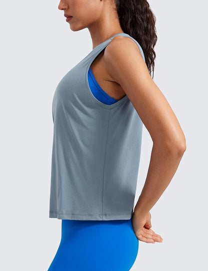 LASLULU Womens Crop Tops Sleeveless Workout Tops Halter Neck Flowy Athletic Shirts Cropped Tank Muscle Tank