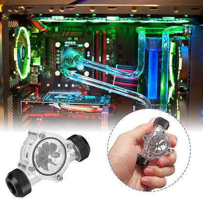 Water Flow Indicator, Water Cooling Flow Meter Indicator 8 Impellers Fan PC Computer Cooling System Revolving Speed Meter for Cooler Chiller G14" Fittings(Black)