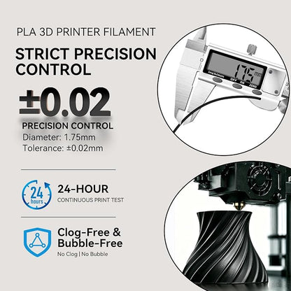 Kingroon PLA 3D Printer Filament, Dimensional Accuracy +/- 0.02 mm, 1 kg Spool(2.2lbs), 1.75 mm?Black