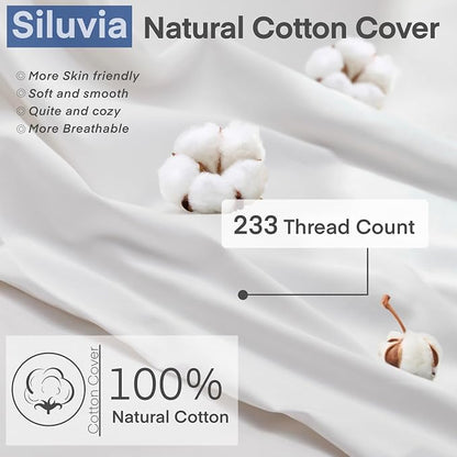 Siluvia 20"x20" Pillow Insert Set of 1 Decorative Square Square Throw 20 Pillows with 100% Cotton Cover for Sofa, Couch, and Bed - White