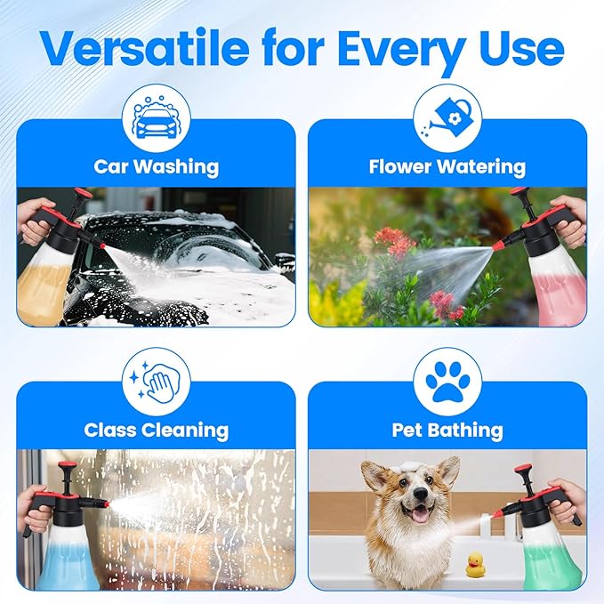 Awakening 1.5L Pump Foam Sprayer, 50oz Car Wash Foam Sprayer,0.26Gal Foaming Spraye Bottle with 2 Adjustable Nozzles, Durable Tank, Visible Scale, Suitable for Car Washing and Lawn&Garden Care
