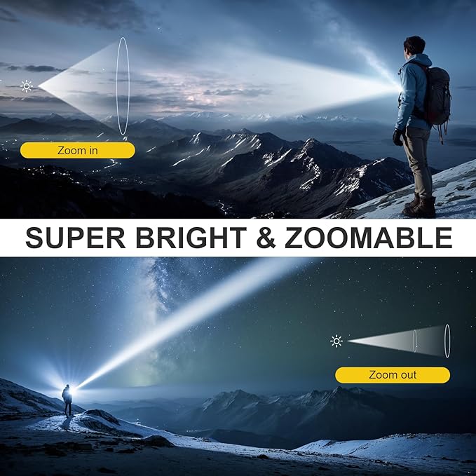 WdtPro Rechargeable Flashlights High Lumens, Bright LED Small Flashlight, 5 Modes Zoomable Tactical Flash Light with Clip, Waterproof, Torch for Outdoor Home, Gifts for Father's Day