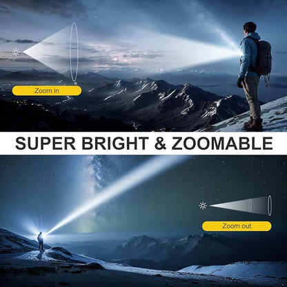 WdtPro Rechargeable Flashlights High Lumens, Bright LED Small Flashlight, 5 Modes Zoomable Tactical Flash Light with Clip, Waterproof, Torch for Outdoor Home, Gifts for Father's Day