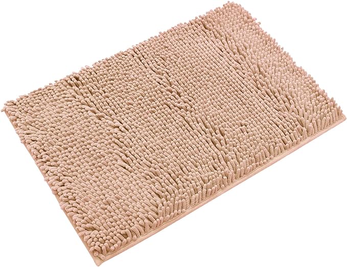 Non-Slip Bath Rug,Extra Soft Microfiber Bedroom Shag Carpet with Anti-Slip Backing,WaterDust Absorbent Fast Dry Shower Mat,Sound Insulated Stairs Pad,Machine Washable (Camel,12 x 19 Inches)