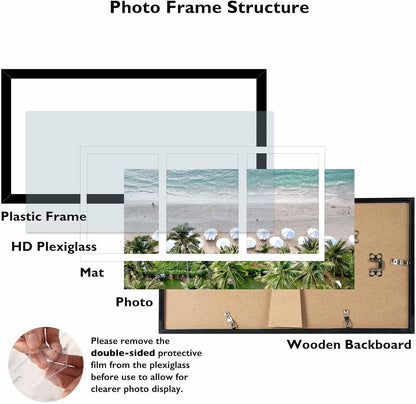 JCJMY 8x16 Picture Frame, 5x7 Collage Picture Frame, Display 3 Pcs 5x7 Photos or 8x16 Picture, 3 Opening 5x7 Collage Frame for Wall Hanging or Tabletop, Lightweight 5 x 7 Multi Photo Frame, Black