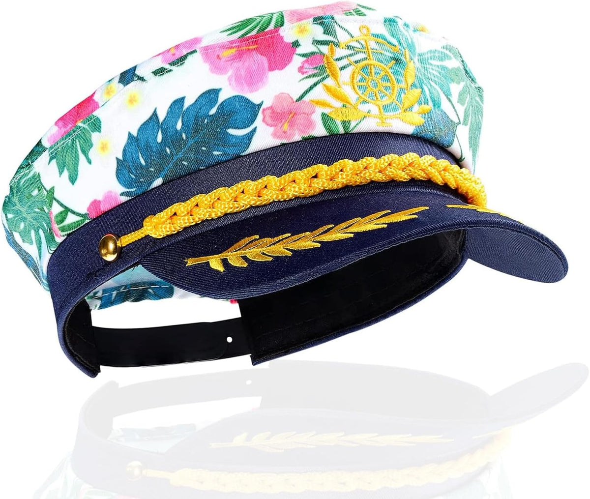 Tropical Sailor Captain Hat - Hawaiian Luau Party Cruise Yacht Accessory for Men, Women