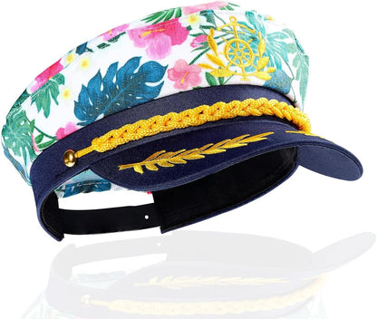 Tropical Sailor Captain Hat - Hawaiian Luau Party Cruise Yacht Accessory for Men, Women