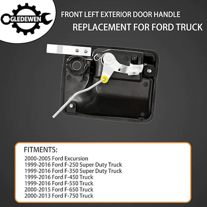 Gledewen Exterior Door Handle, Front Driver Side, Compatible with 1999-2016 Ford F-250F-350F-450F-550 Super DutyFord Excursion  More, Outside Left with Key Hole  Replace 7C3Z-2522405-AA 79306