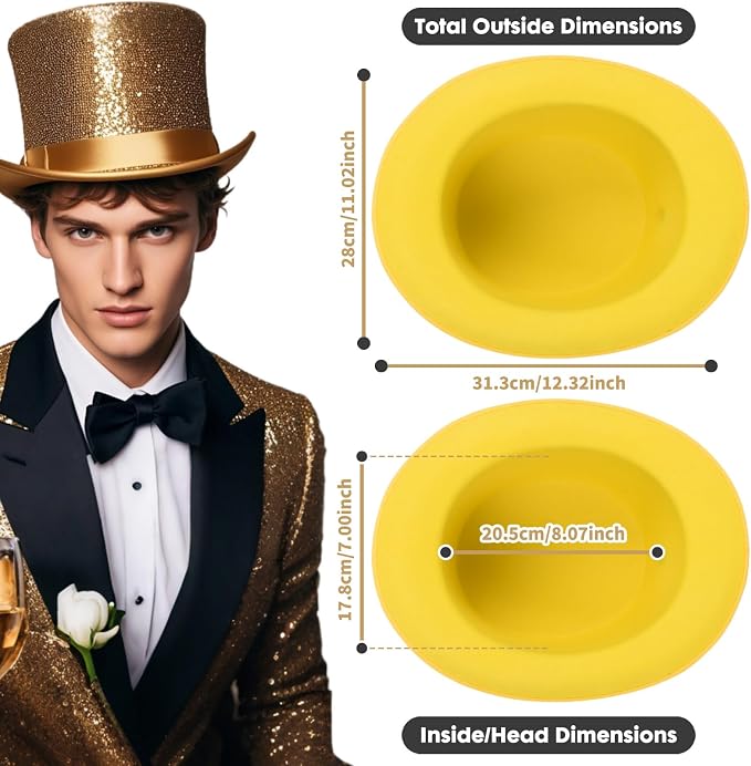 Top Hats for Men Women Adults, Shiny Magician Hat Tuxedo Hat Victorian Dress Up Christmas Top Hats