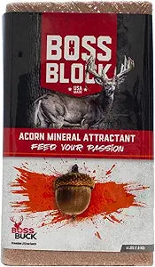 Boss Buck Boss Block Acorn Flavored 4lb Mineral Deer Attractant  Fast-Acting Powerful Long-Lasting Mineral Food Block for Deer
