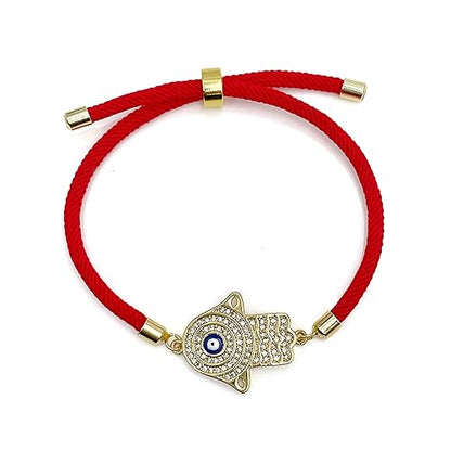 Hamsa Hand Evil Eye Kabalah Good Luck Red Cord Adjustable Protection Bracelet for Women Bat Mitzvah Jewish Israeli Best Gift for Her