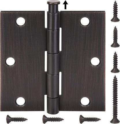 TICONN 6-Pack 3.5 Inch Door Hinges with Square Corner, 3-12 x 3-12 Inch Iron Bifold Residential Doors Hardware (Square Corner, Oil Rubbed Bronze, 6 Pack)