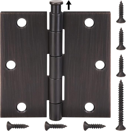 TICONN 6-Pack 3.5 Inch Door Hinges with Square Corner, 3-12 x 3-12 Inch Iron Bifold Residential Doors Hardware (Square Corner, Oil Rubbed Bronze, 6 Pack)