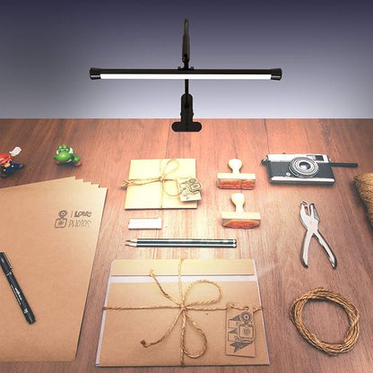 YOUKOYI LED Desk Lamp with Clamp, Flexible Gooseneck Arm Drafting Table Lamp, 10 Brightness Levels, 3 Color Modes, Can be Power by USB, 5W for Headboard, Workbench, Studio, Bedside Reading - Black