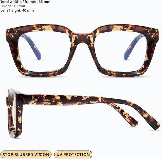 IBOANN Oversized Blue Light Glasses for Woman, Funky Fashion Glasses With Preppy Look, Reduce Screen Fatigue Computer Glasses