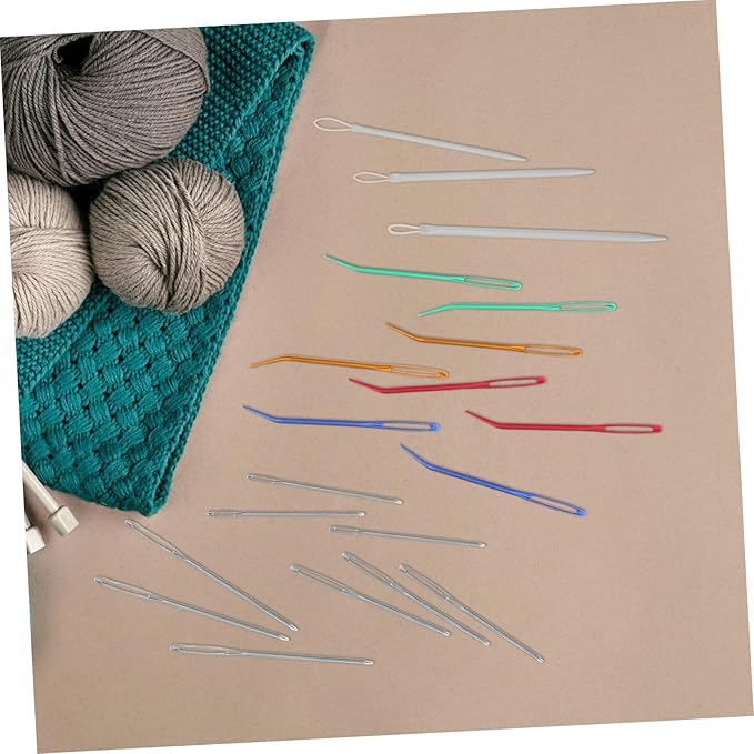 CIMAXIC Large Eye Curved Needles Set for Sewing Crochet Knitting Tapestry Embroidery Aluminum Needles with Storage Case
