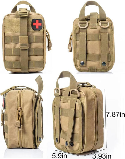Molle Pouch, Tactical Tear Away Medical Pouch Empty, Military First Aid Pouch Bag Only for Camping Hiking Travel Color