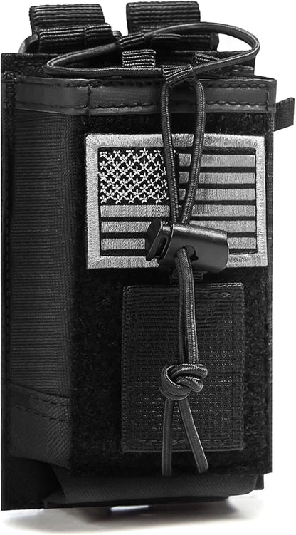 Tactical Molle Radio Holster Holder Case Military Heavy Duty Pouch Bag for Two Ways Walkie Talkies Adjustable Storage with 1 Pack Patch