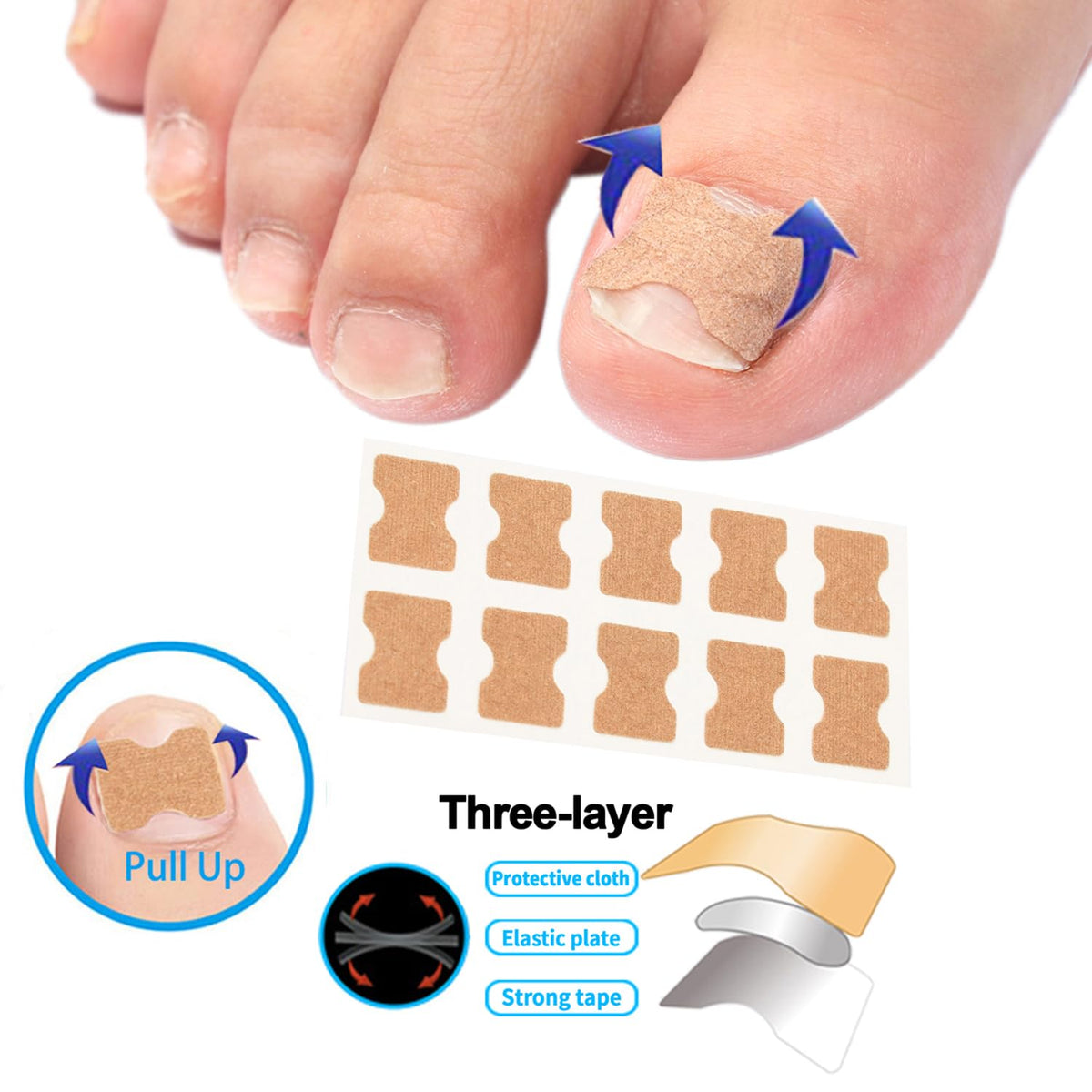 Professional Ingrown Toenail Toolkit with Breathable Ingrown Toenail Strips, Curved Toenails Corrector Patch, Painless File and Lifter for Home Pedicure Care ( box damaged)
