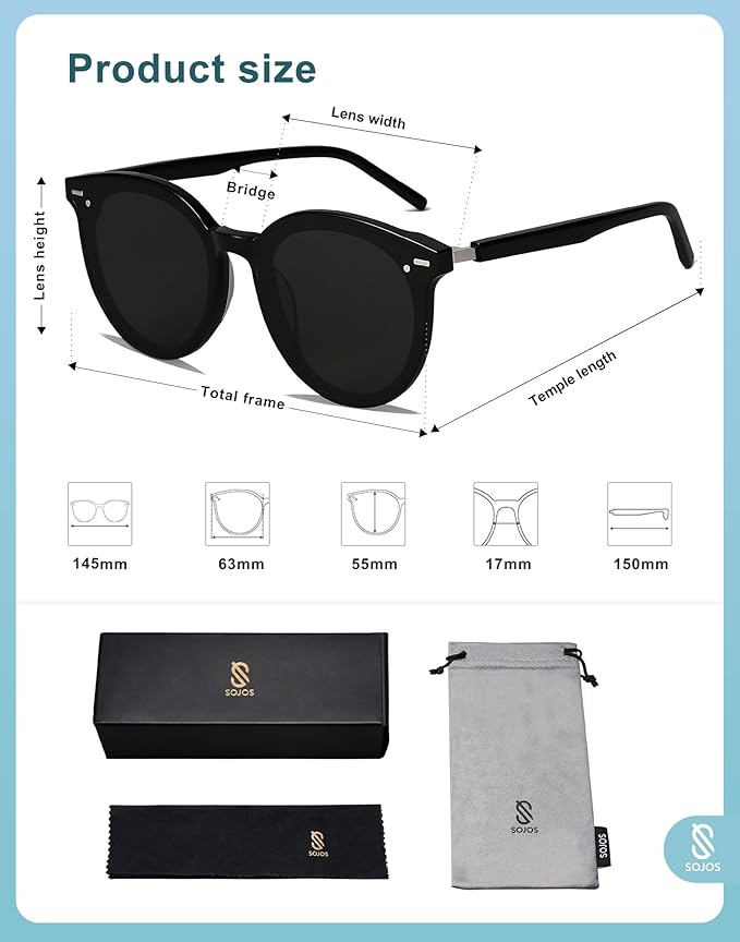 SOJOS Sunglasses Womens Trendy 2024 Classic Round Retro Vintage Shades Large Frame Sunnies SJ2067