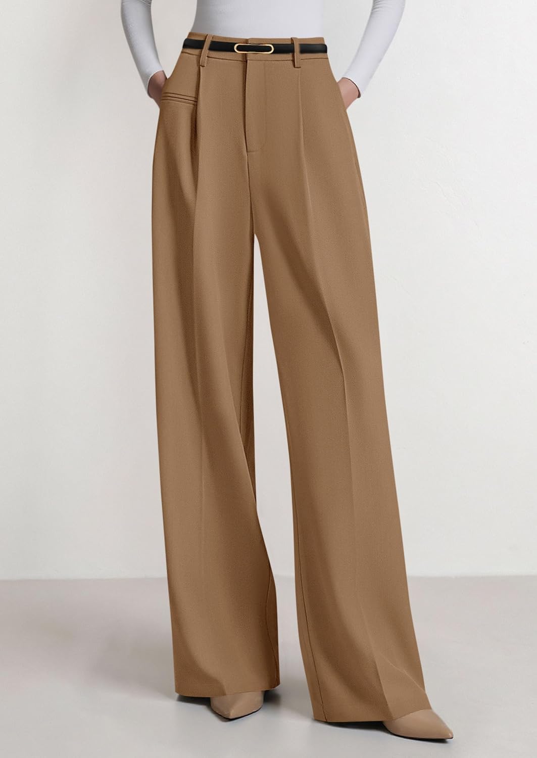 PRETTYGARDEN Womens Wide Leg Dress Pants 2026 Business Casual Flowy Work Palazzo Pants High Waisted Slacks Trouser