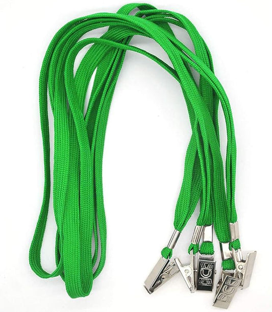 Bird Fiy Green Lanyards 100 Pack Bulk Badge Lanyards with Clip Neck Flat Lanyard with Badge Lanyard Bulldog Clip