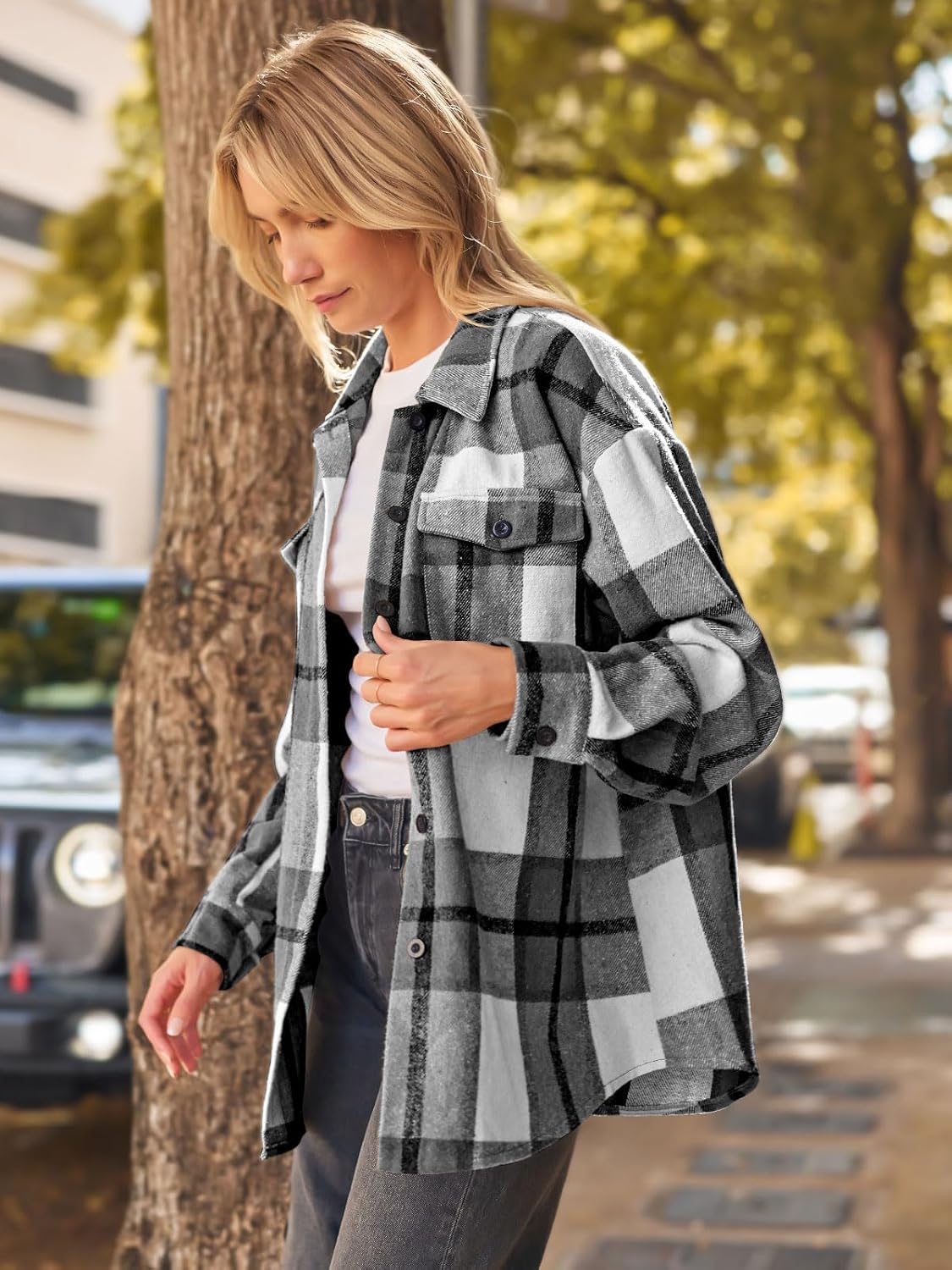 AUTOMET Shackets for Women Plaid Flannel Shirts Fall Winter Jackets Cute Tops Trendy Western Cowgirl Outfits Girls Coats