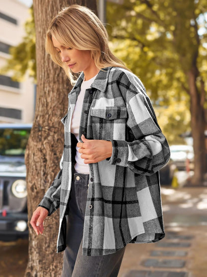 AUTOMET Shackets for Women Plaid Flannel Shirts Fall Winter Jackets Cute Tops Trendy Western Cowgirl Outfits Girls Coats